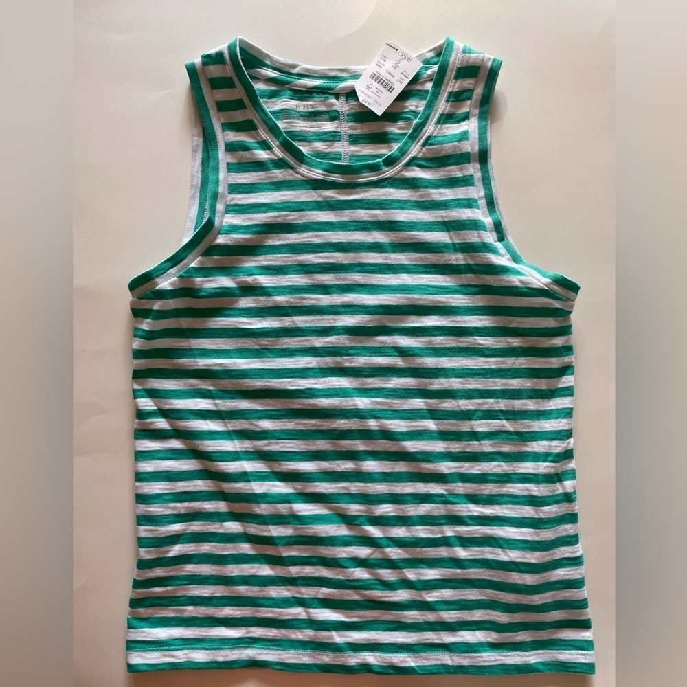 J. Crew Green & White Stripe Tank - Picture 3 of 6